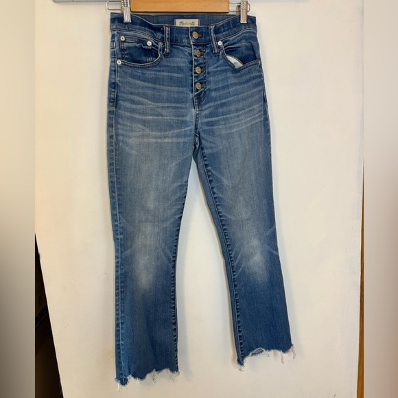 Madewell Cali Demi Boot Raw Hem Button Fly Jeans - Picture 3 of 9